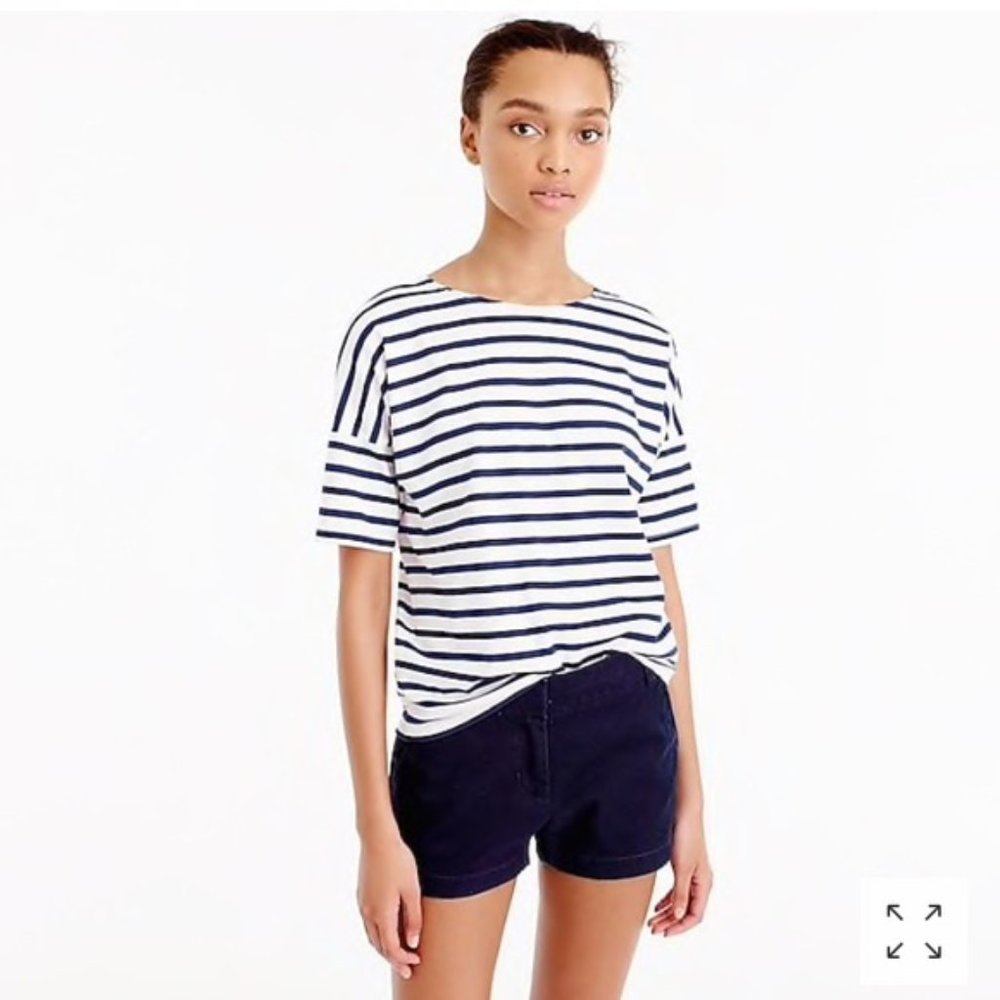 Saint James for J. Crew Navy/White Striped T-Shirt